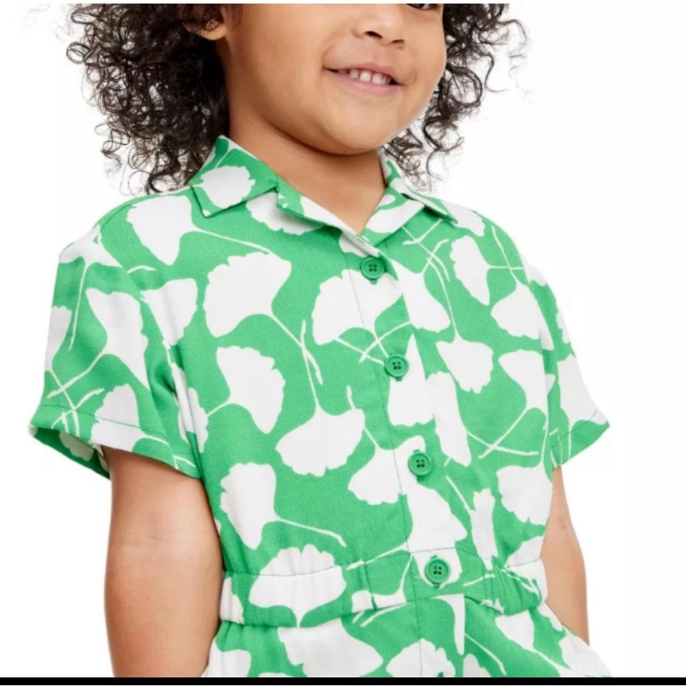 Diane Von Furstenberg Kids jumpsuit Ginkgo Green Leaf 2T - Picture 2 of 7